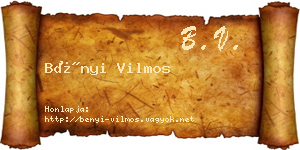 Bényi Vilmos névjegykártya